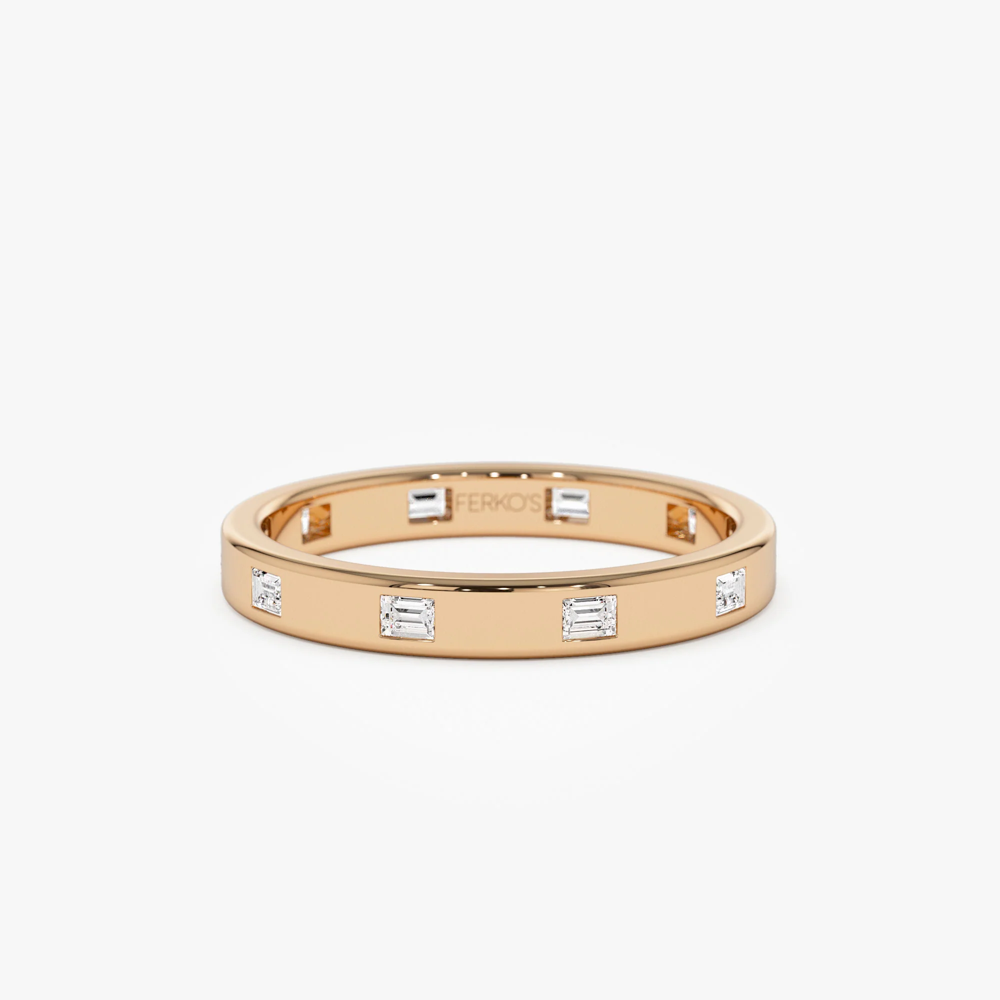 14k Full Eternity Flush Setting Baguette Diamond Band - Image 4