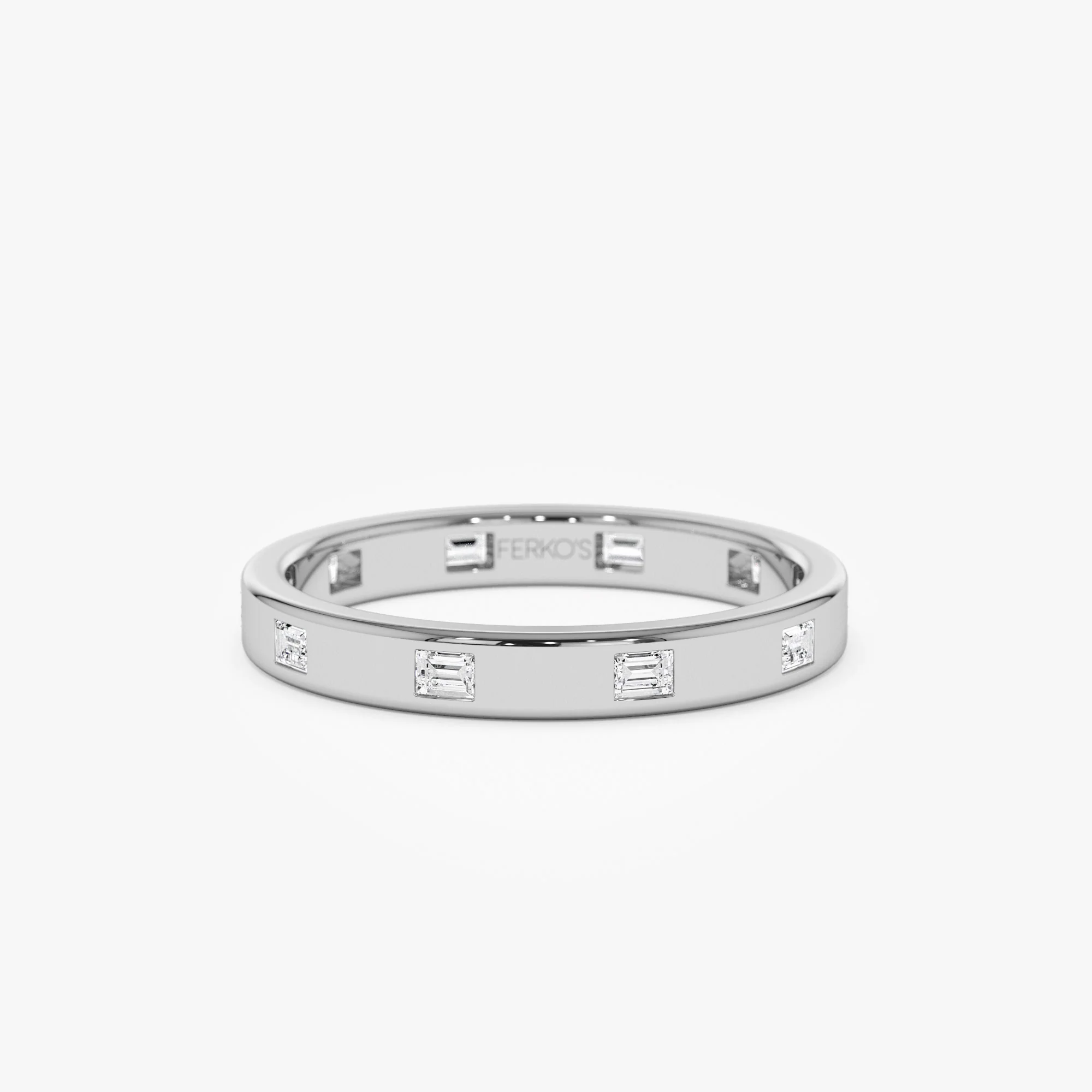 14k Full Eternity Flush Setting Baguette Diamond Band - Image 5