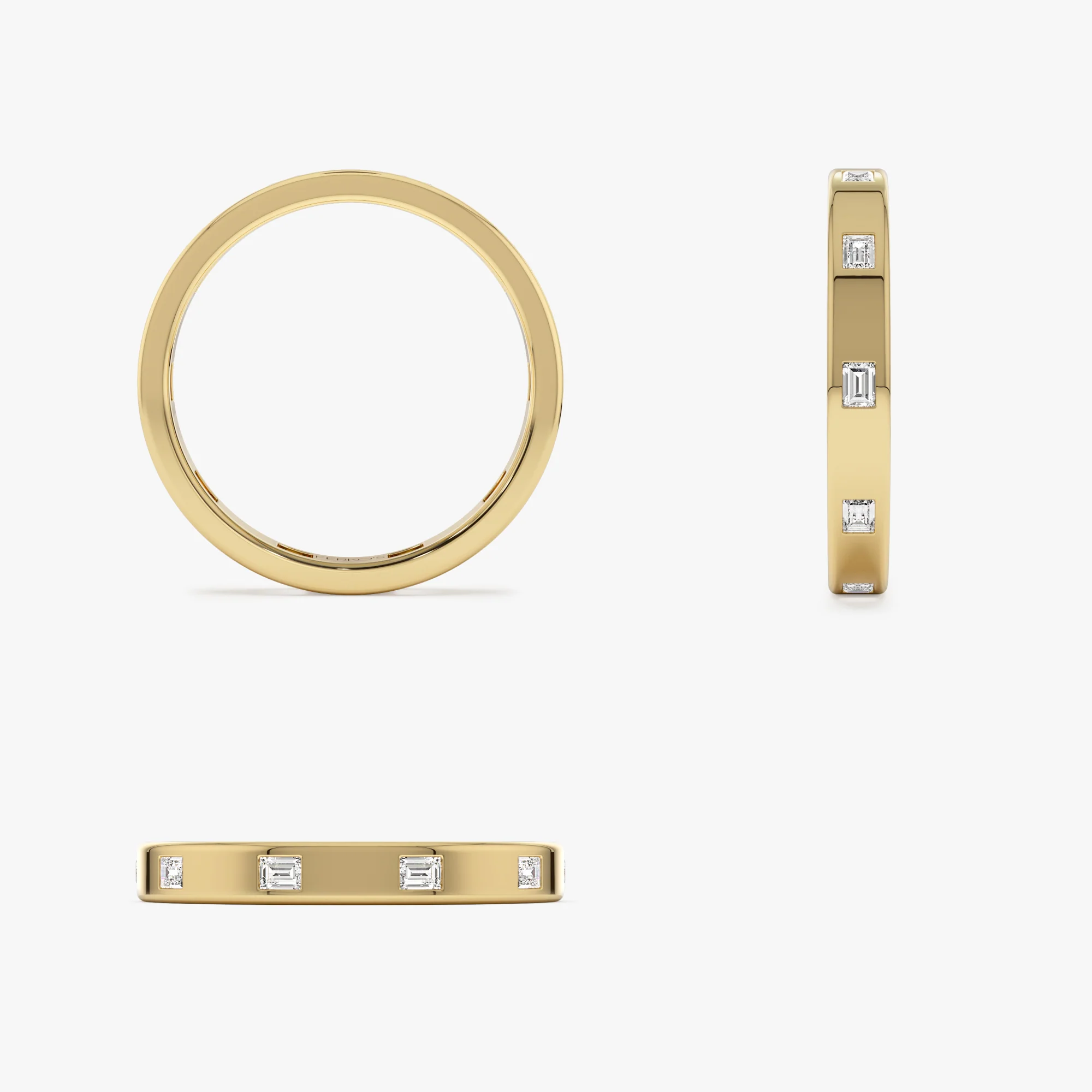 14k Full Eternity Flush Setting Baguette Diamond Band - Image 6