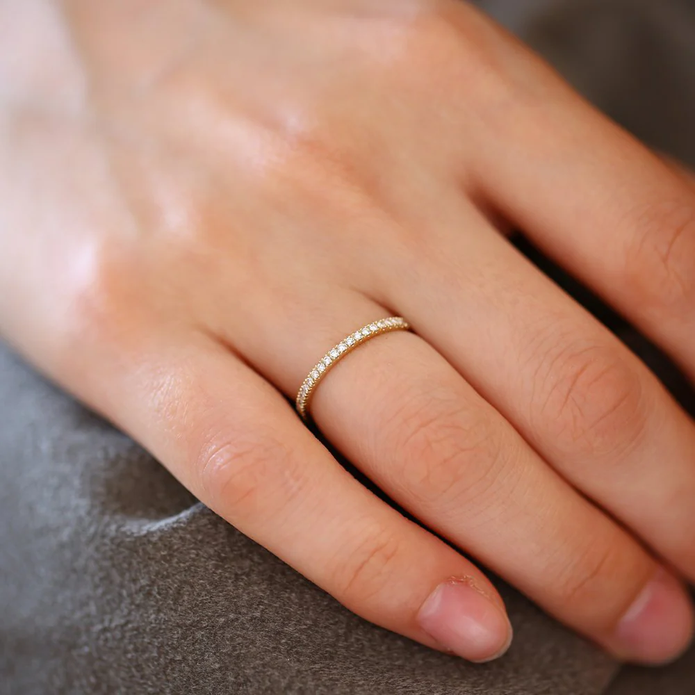 14K Gold 1.5MM Half Eternity Diamond Ring - Image 4