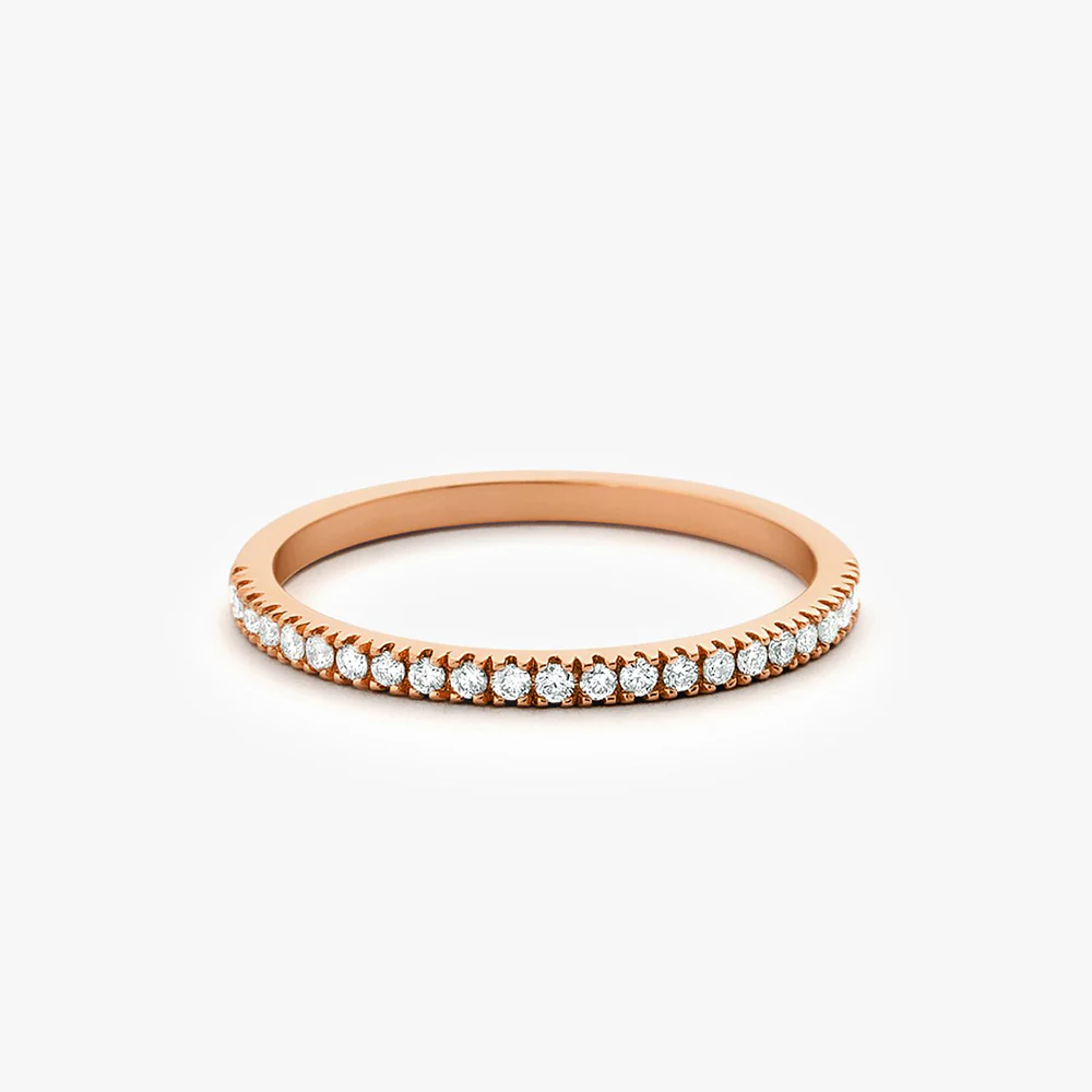 14K Gold 1.5MM Half Eternity Diamond Ring - Image 5