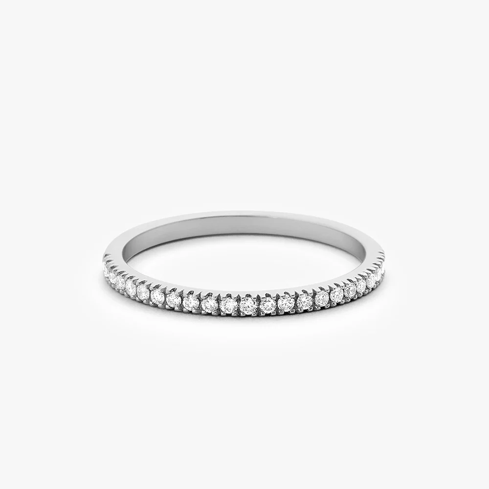 14K Gold 1.5MM Half Eternity Diamond Ring - Image 6
