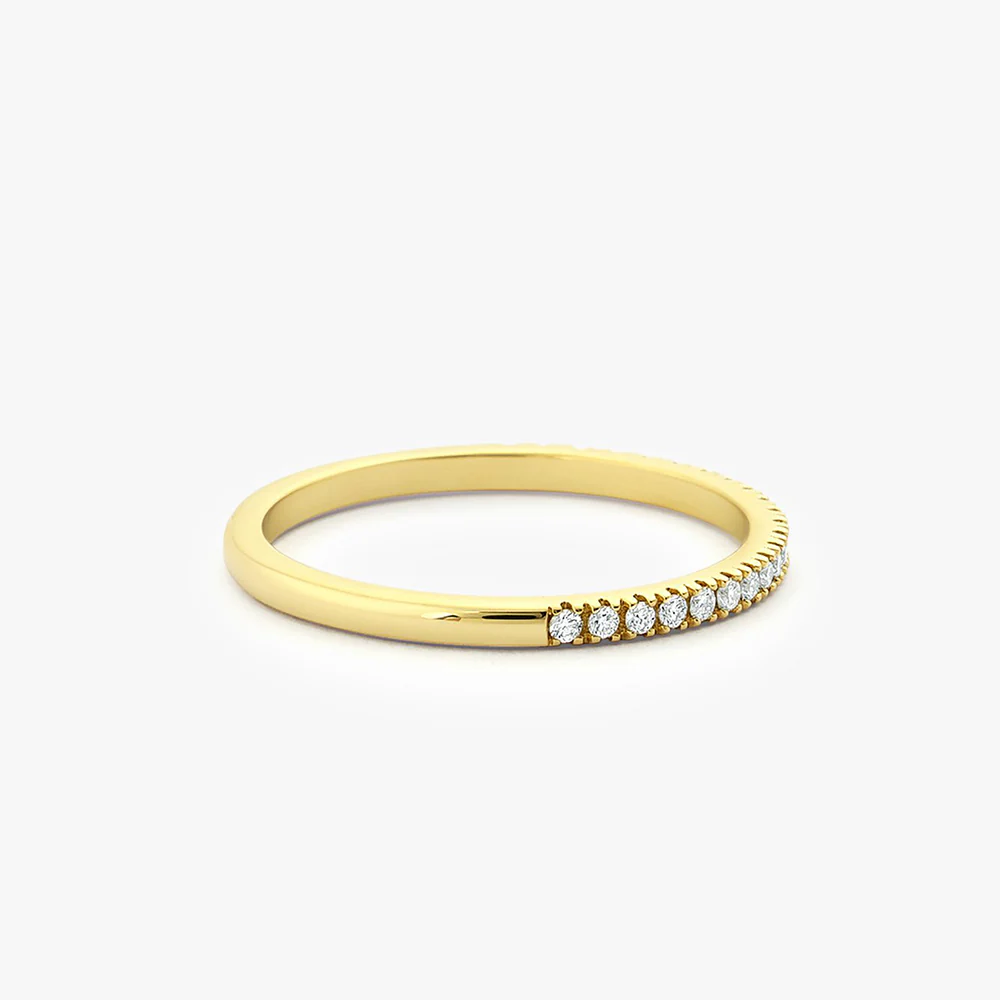 14K Gold 1.5MM Half Eternity Diamond Ring - Image 7