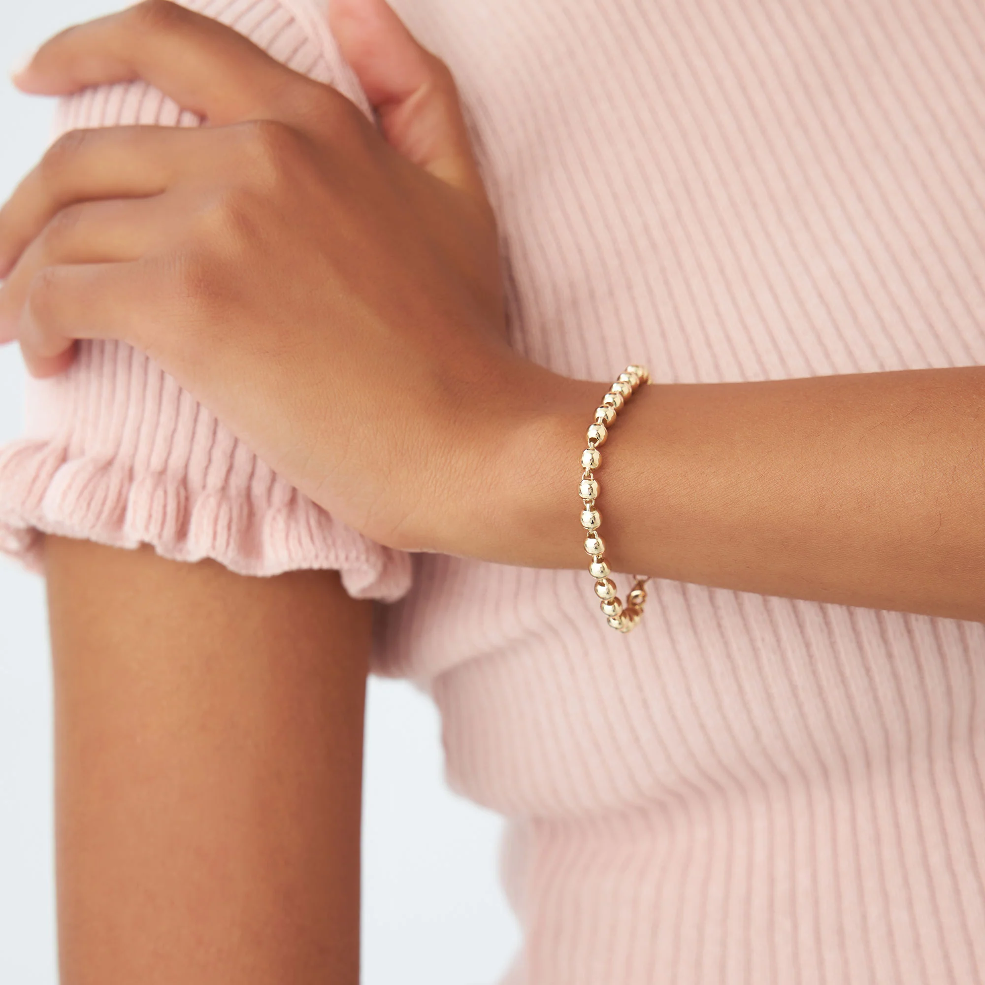 14K Gold 5 MM Bead Bracelet - Image 4