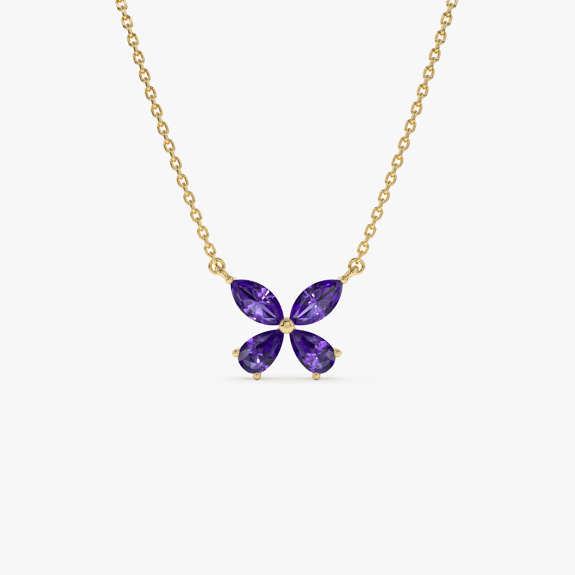 14K Gold Amethyst Butterfly Necklace
