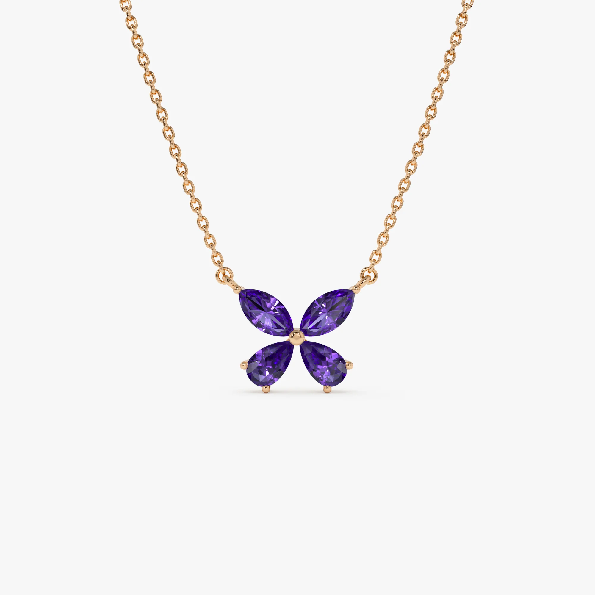 14K Gold Amethyst Butterfly Necklace - Image 5