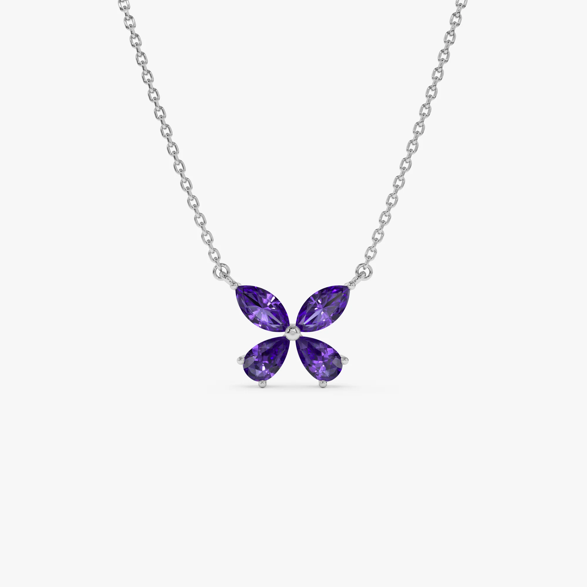 14K Gold Amethyst Butterfly Necklace - Image 6