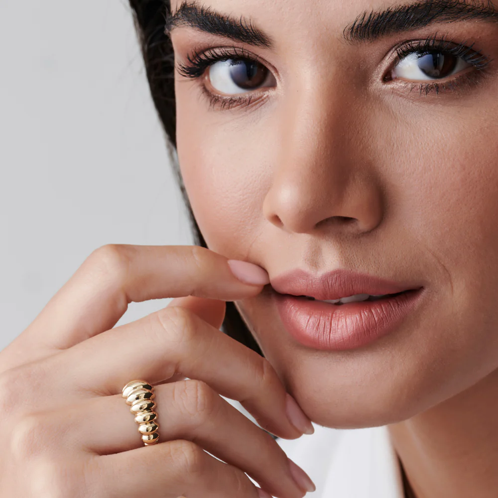 14k Gold Bold Dome Croissant Ring - Image 3