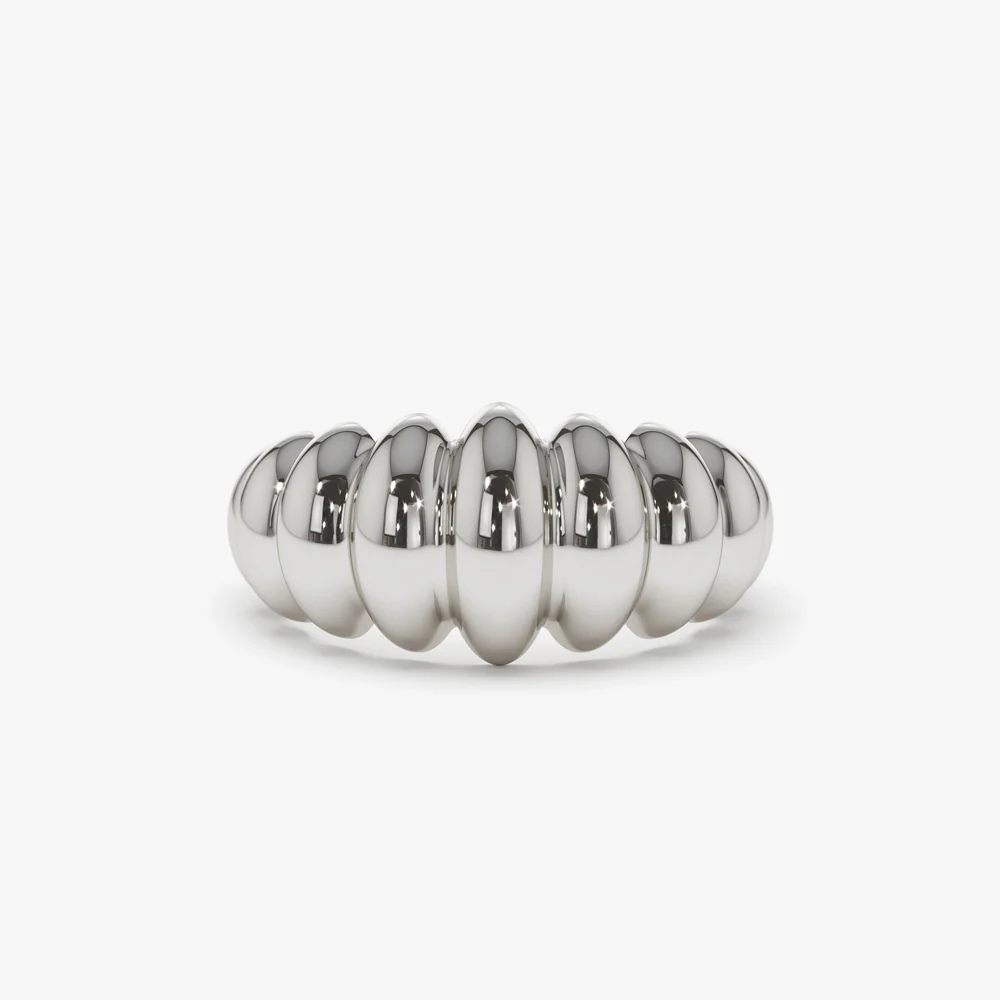 14k Gold Bold Dome Croissant Ring - Image 6