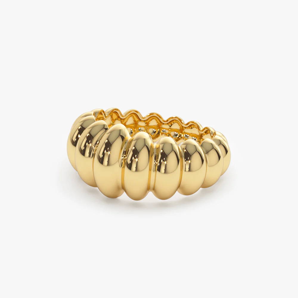 14k Gold Bold Dome Croissant Ring - Image 7