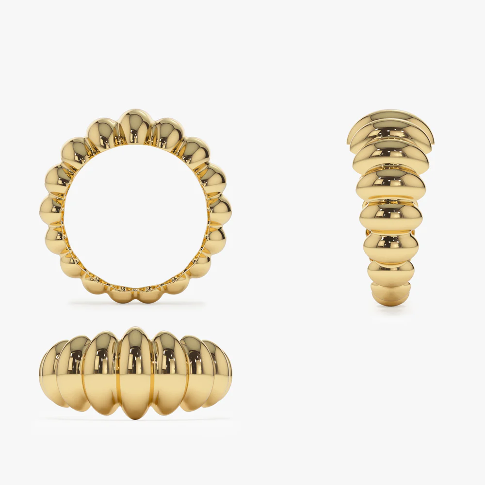 14k Gold Bold Dome Croissant Ring - Image 8
