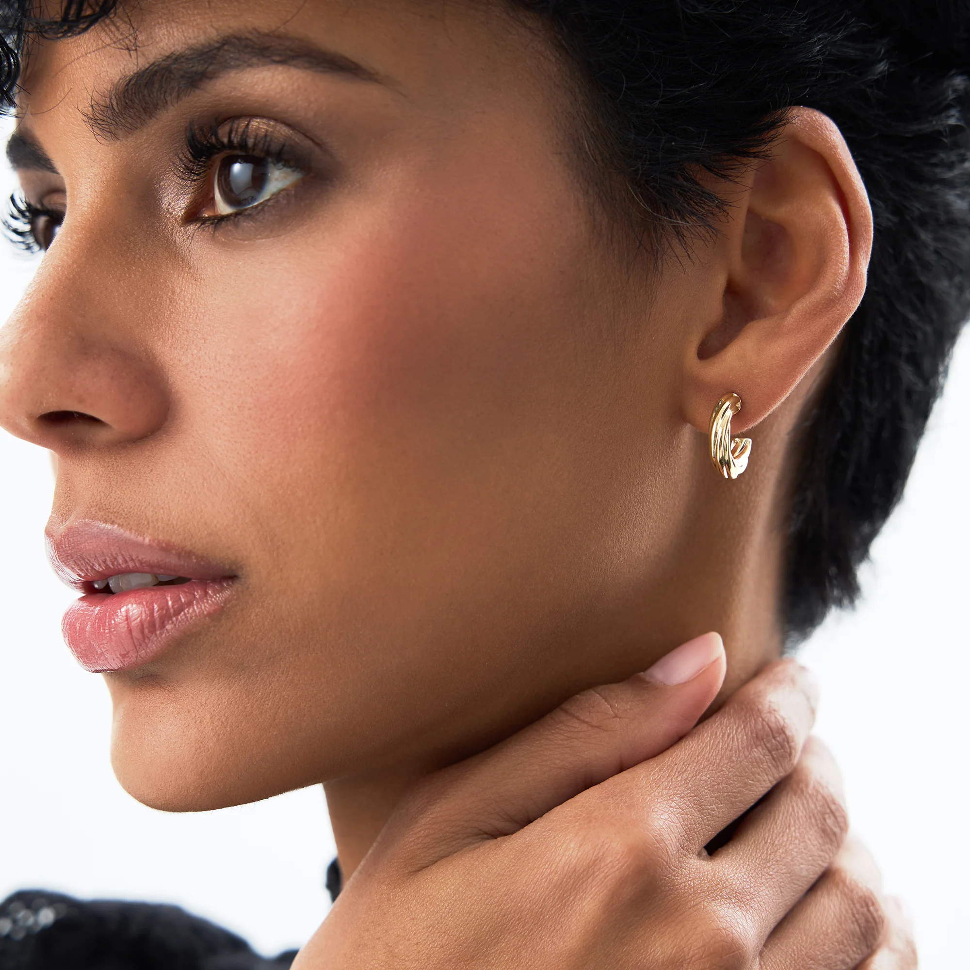 14K Gold Bold Twisted Curve Earrings - Image 3