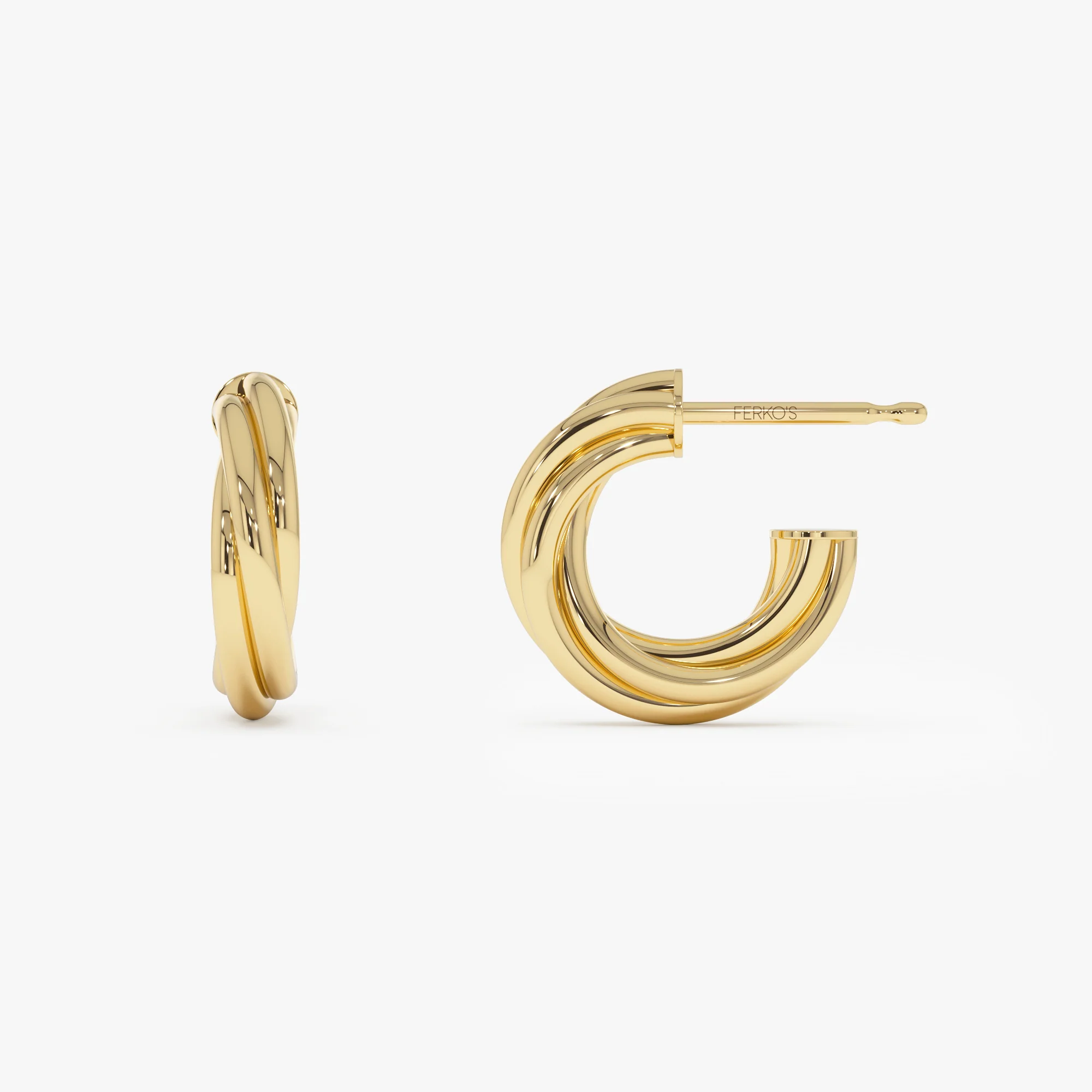 14K Gold Bold Twisted Curve Earrings - Image 6