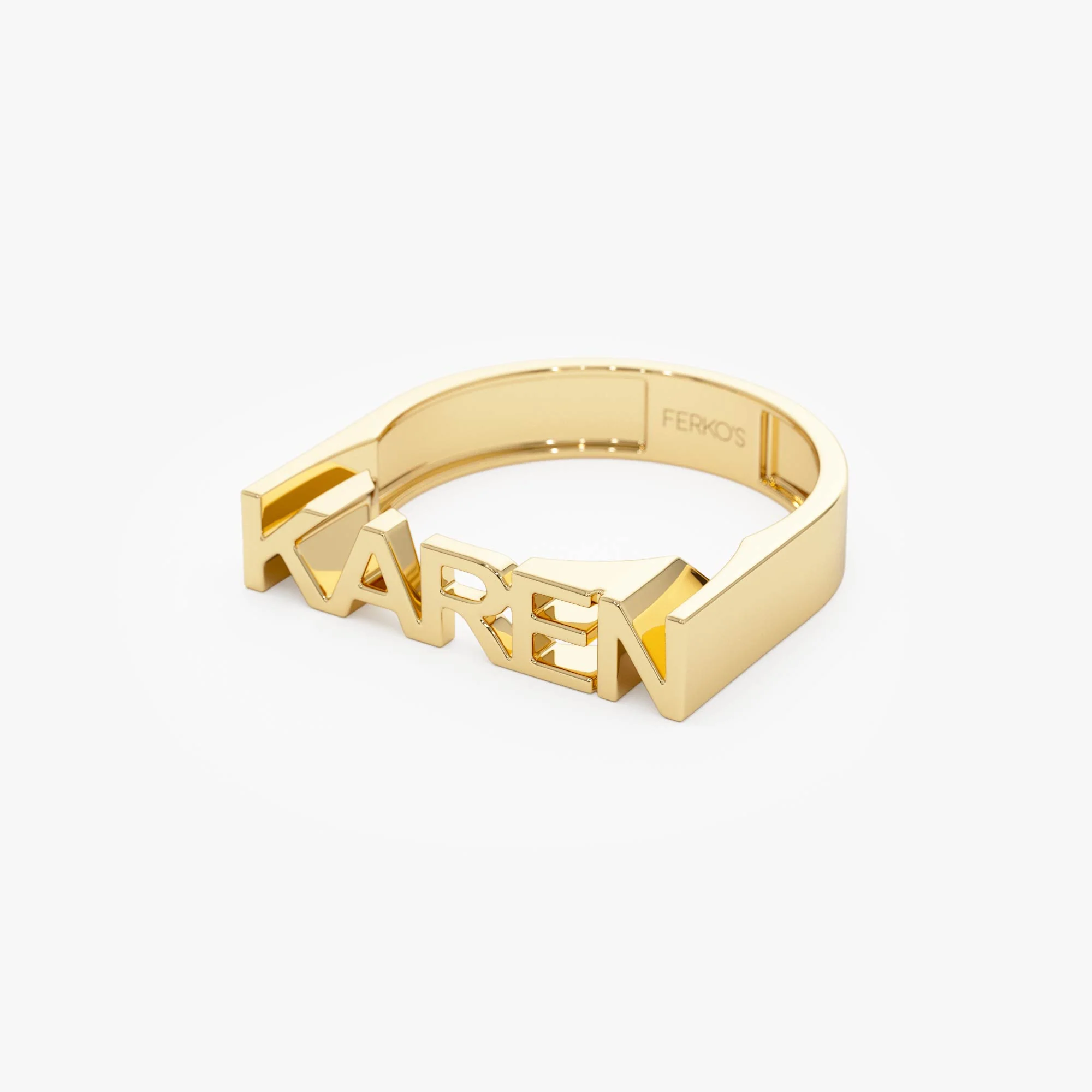 14K Personalized Bold Gold Nameplate Ring - Image 9