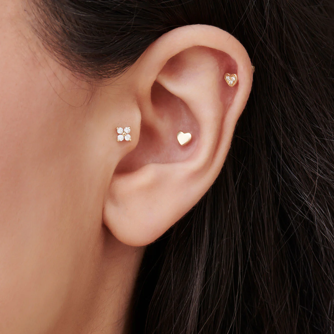 14K Gold Diamond Cluster Flat Back Stud - Image 2