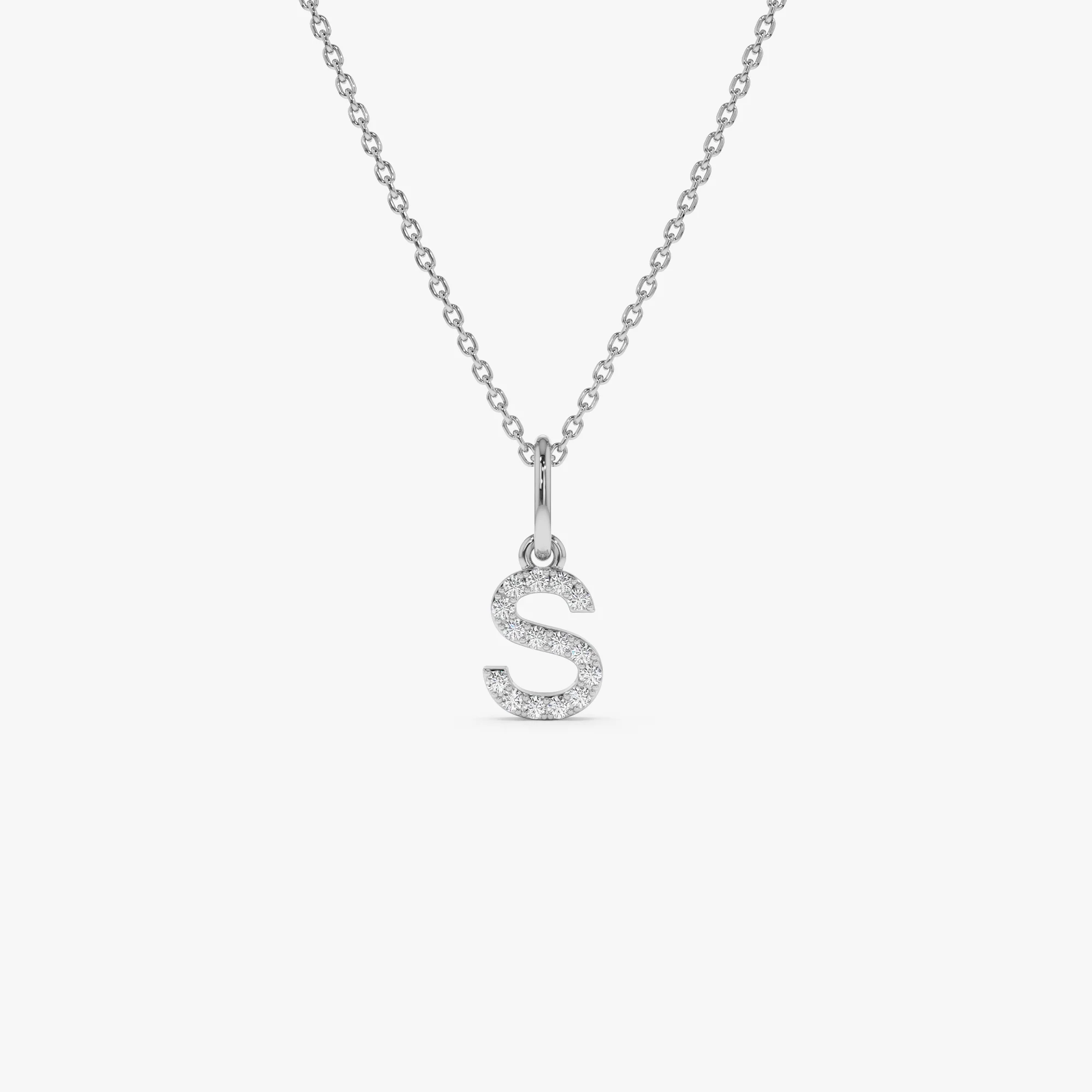 14K Gold Diamond Initial Pendant on a Bail - Image 6