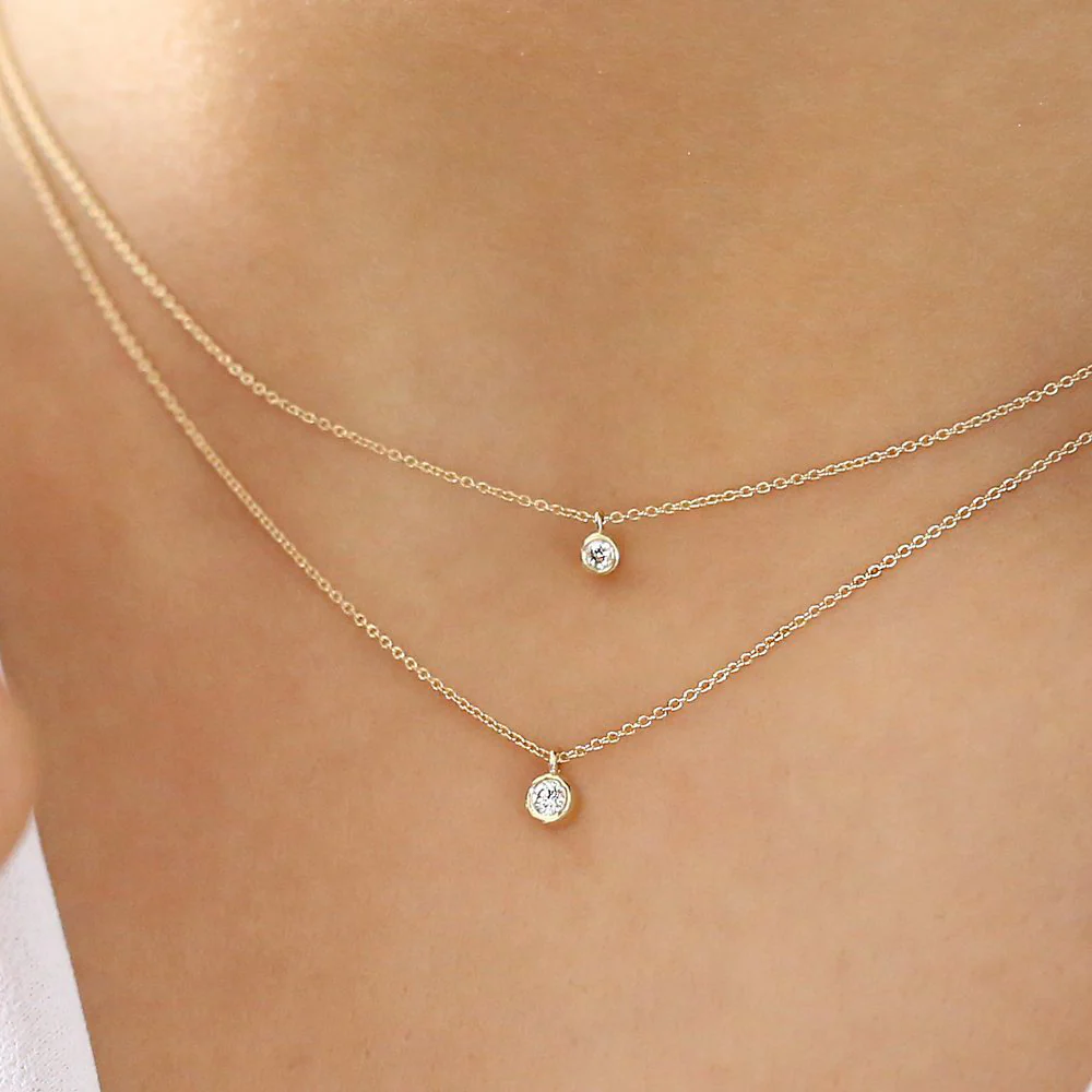 14K Rose Gold Diamond Solitaire on a Bail - Image 2