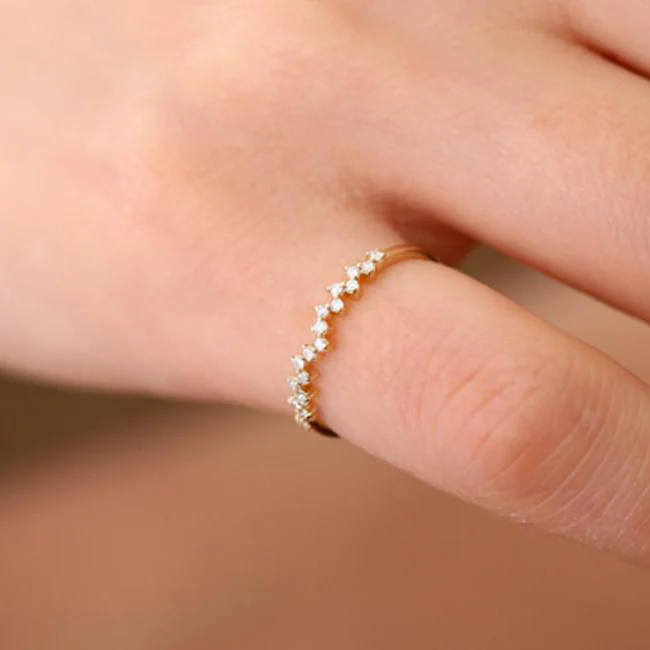 14K Gold Zig Zag Diamond Wedding Band - Image 2