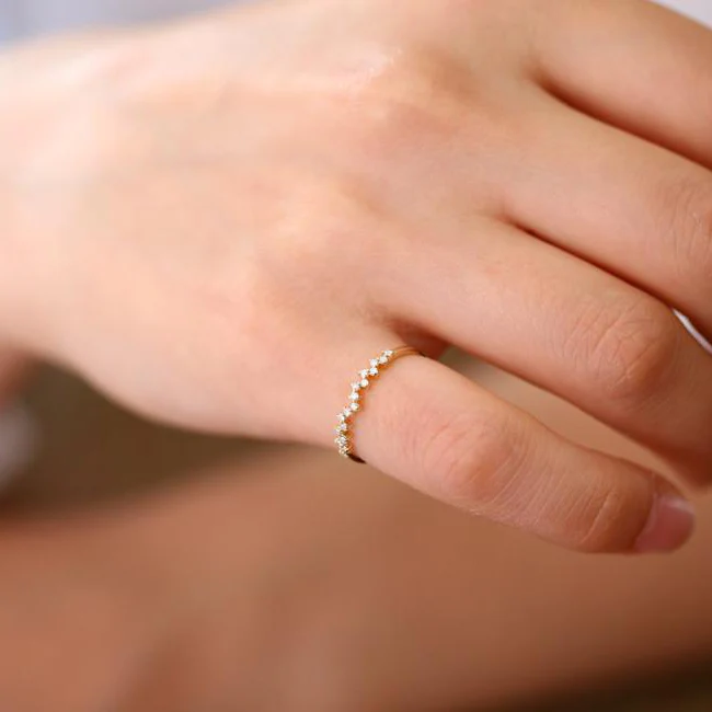 14K Gold Zig Zag Diamond Wedding Band - Image 3