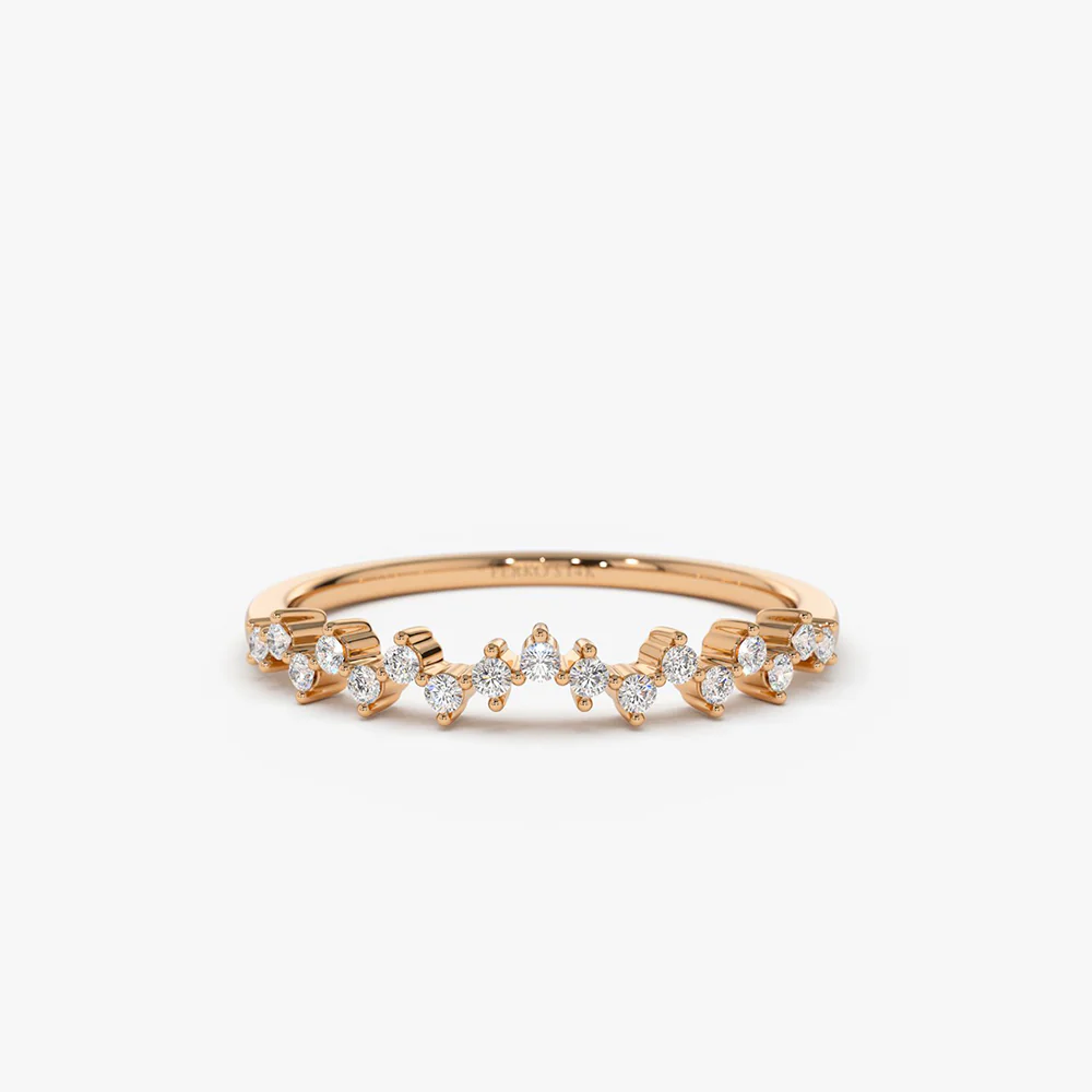 14K Gold Zig Zag Diamond Wedding Band - Image 4