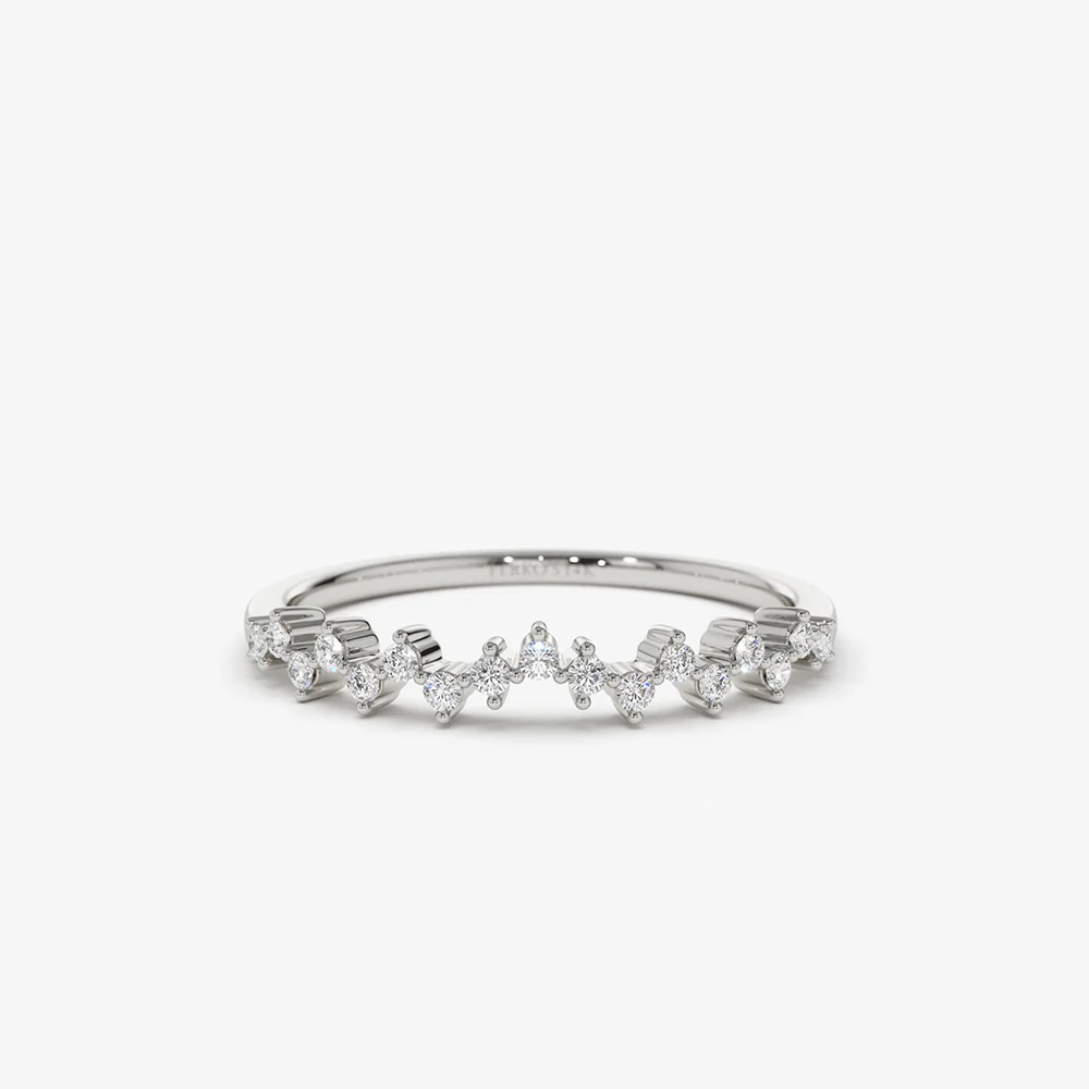 14K Gold Zig Zag Diamond Wedding Band - Image 5