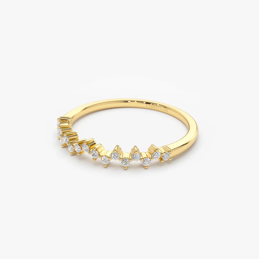 14K Gold Zig Zag Diamond Wedding Band - Image 6