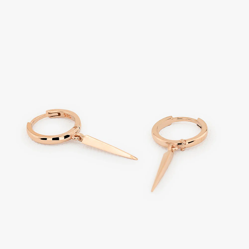 14K Gold Drop Single Spike Earrings - Image 4