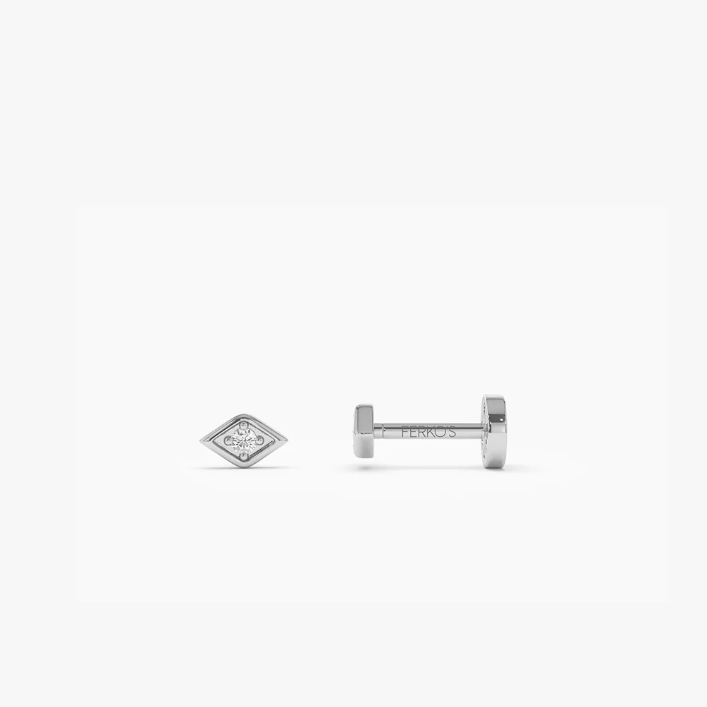 14K Gold Evil Eye Diamond Flat Back Stud - Image 3