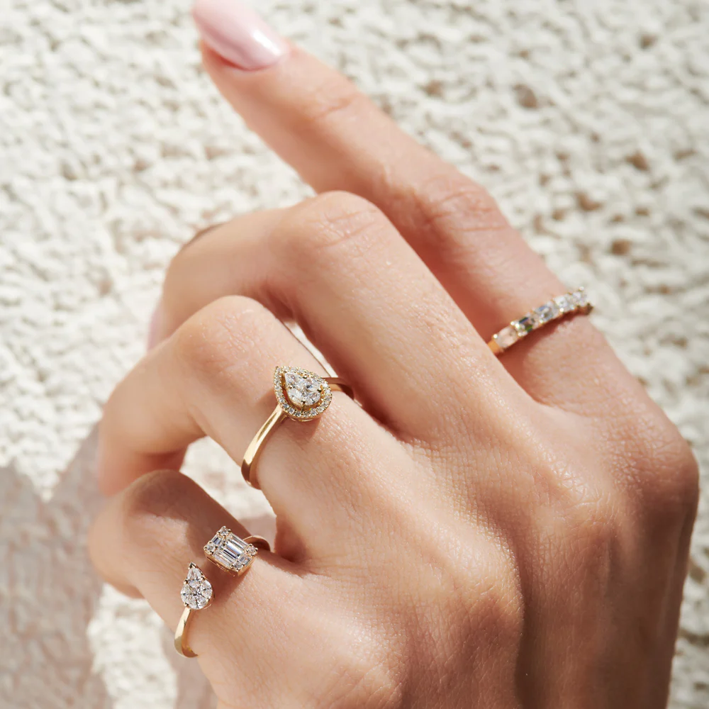 14k Gold Illusion Setting Diamond Toi et Moi Ring - Image 5
