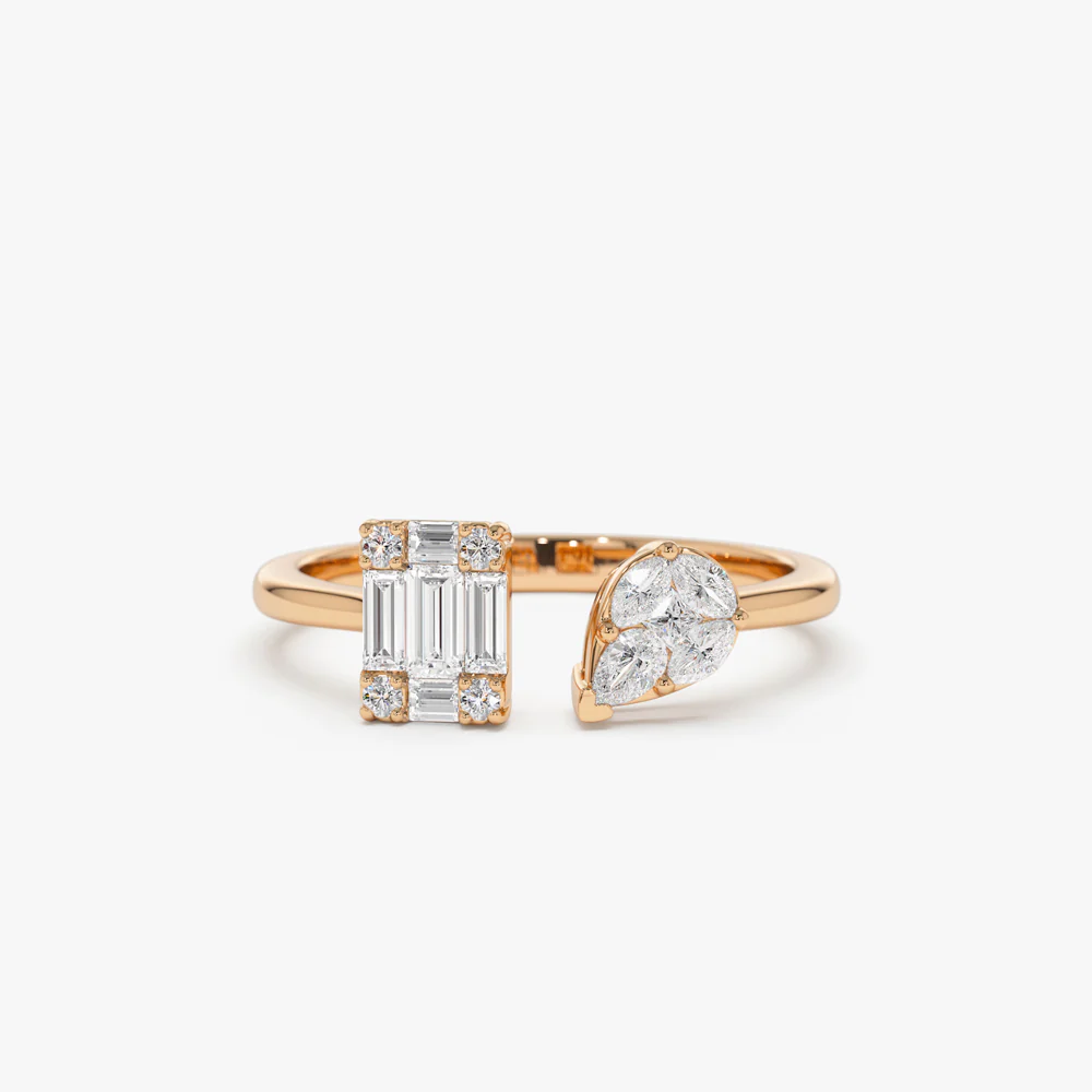 14k Gold Illusion Setting Diamond Toi et Moi Ring - Image 7