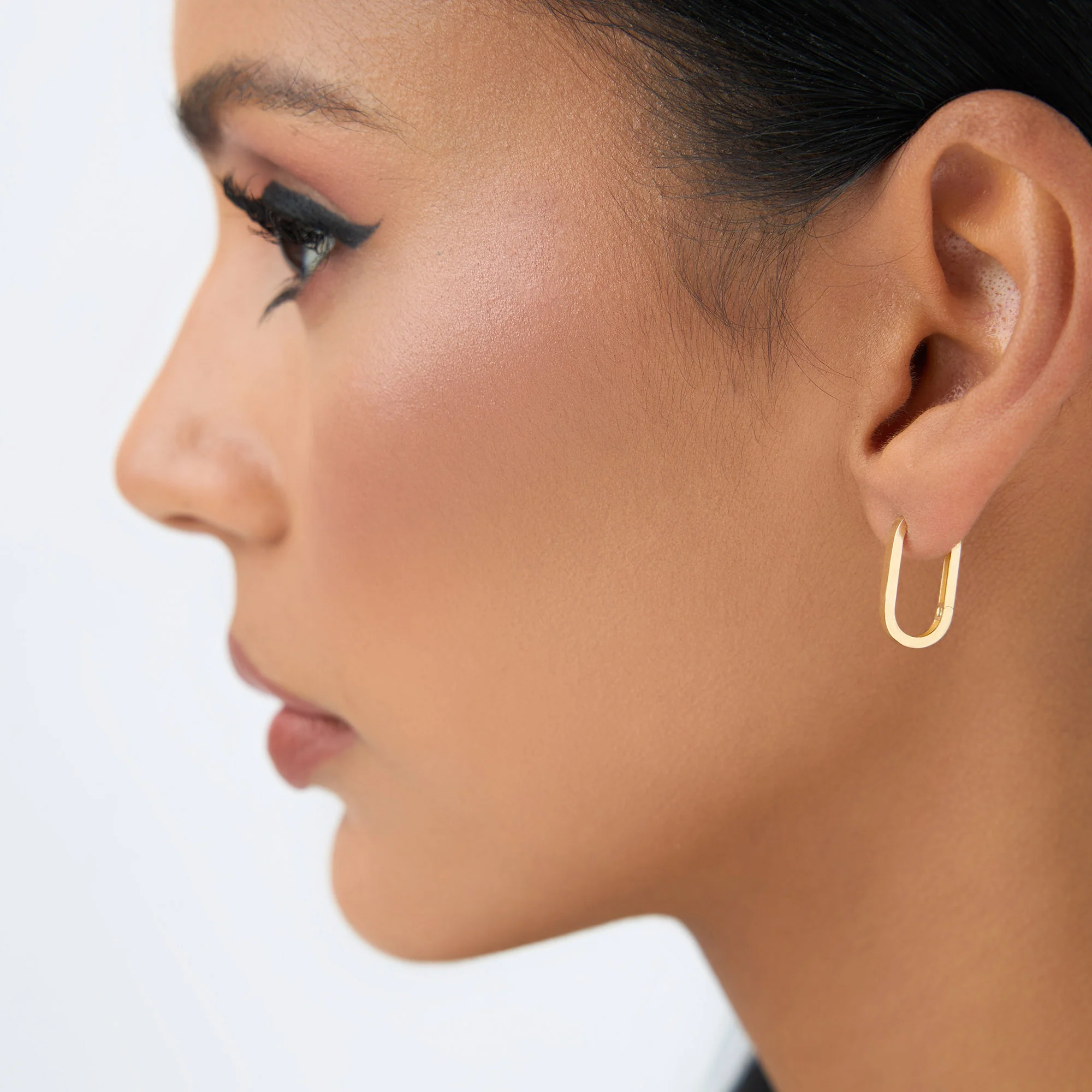 14k Gold Paperclip Hoop Earrings - Image 3