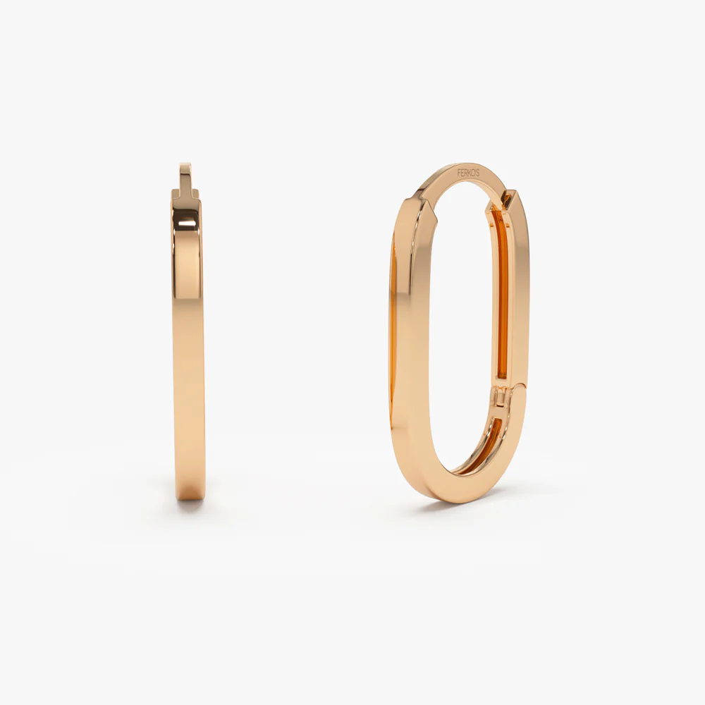 14k Gold Paperclip Hoop Earrings - Image 5