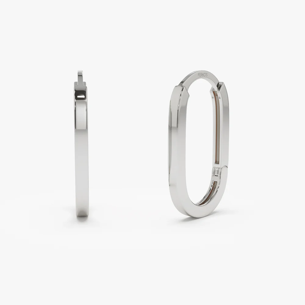14k Gold Paperclip Hoop Earrings - Image 6