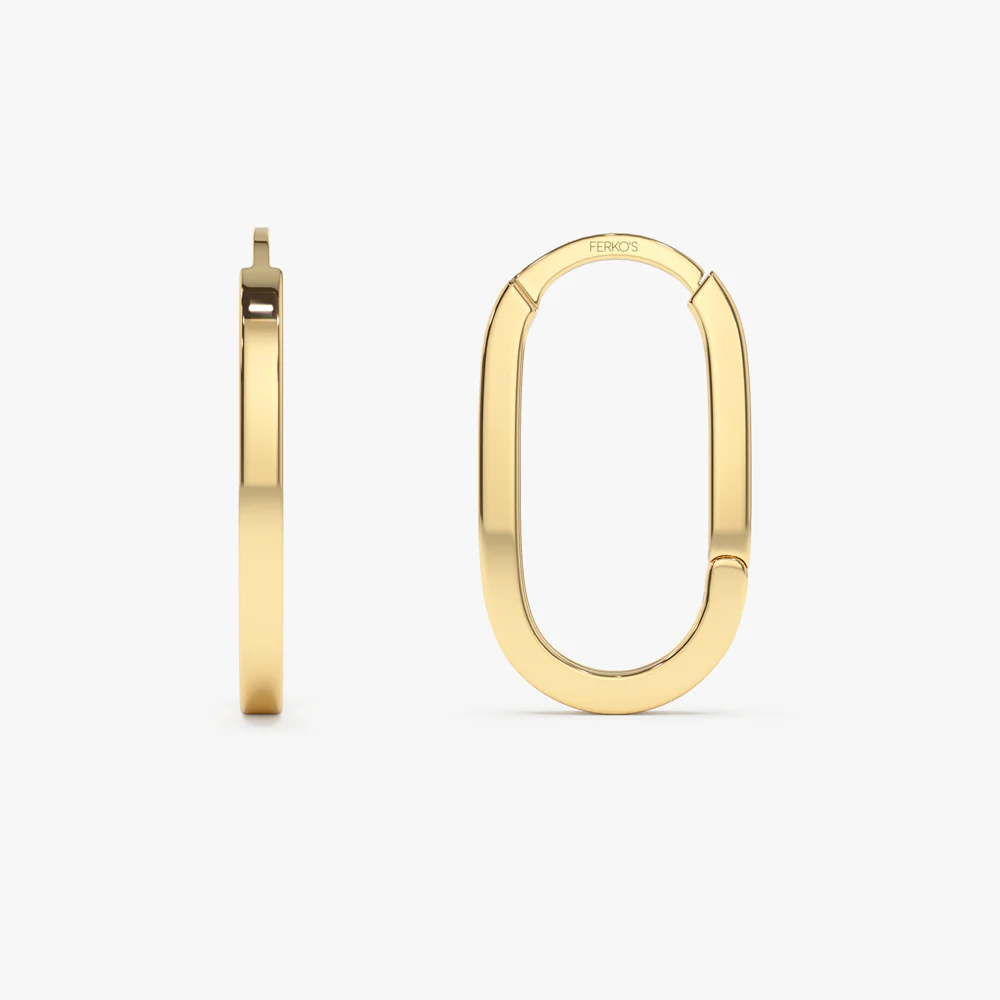 14k Gold Paperclip Hoop Earrings - Image 7