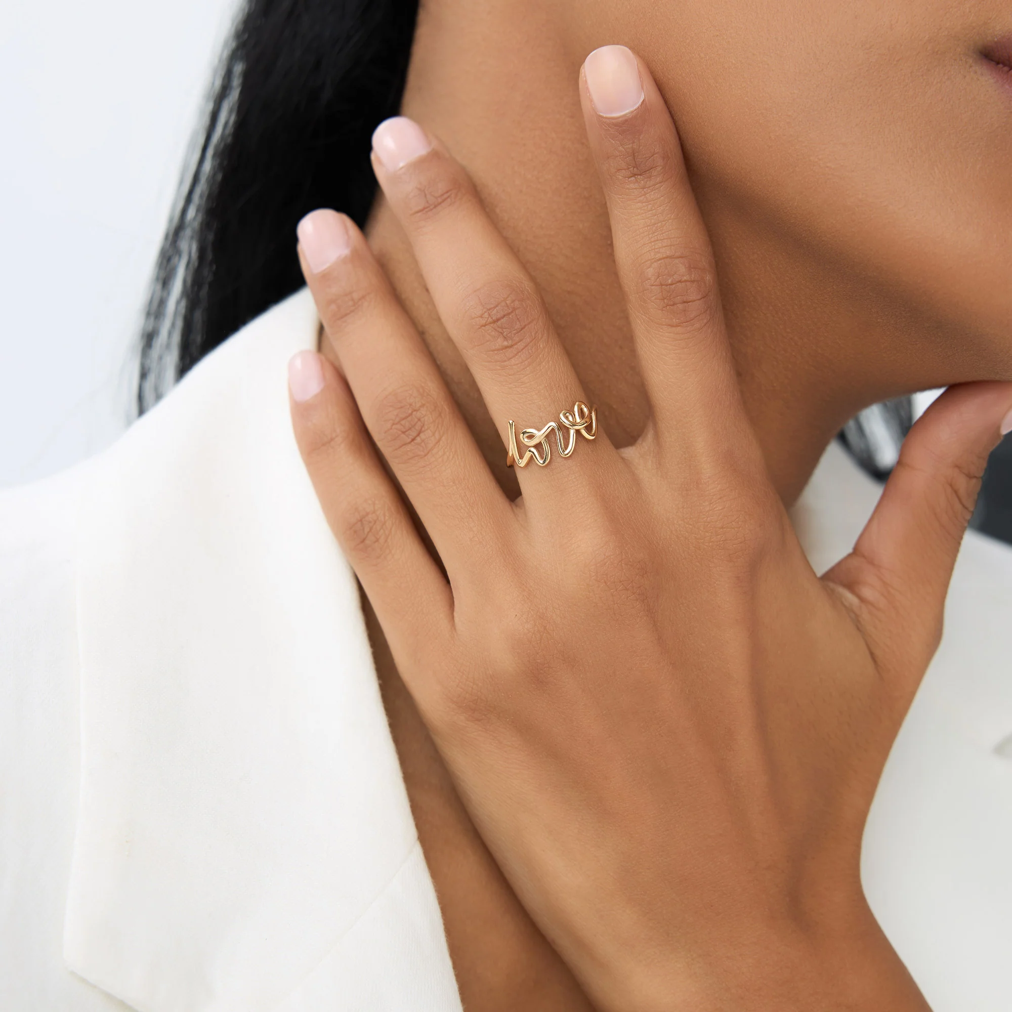 14K Gold Script Love Ring - Image 3