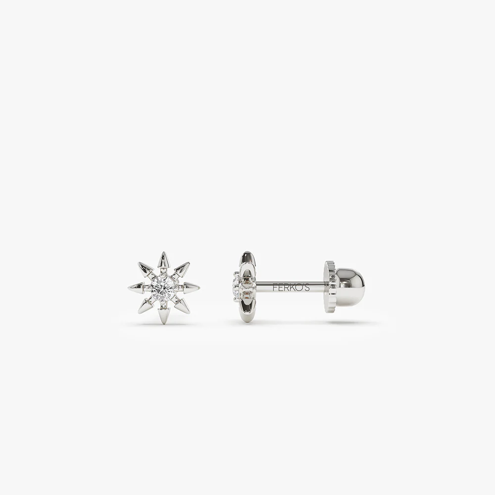14k Gold Star Diamond Helix Piercing - Image 4