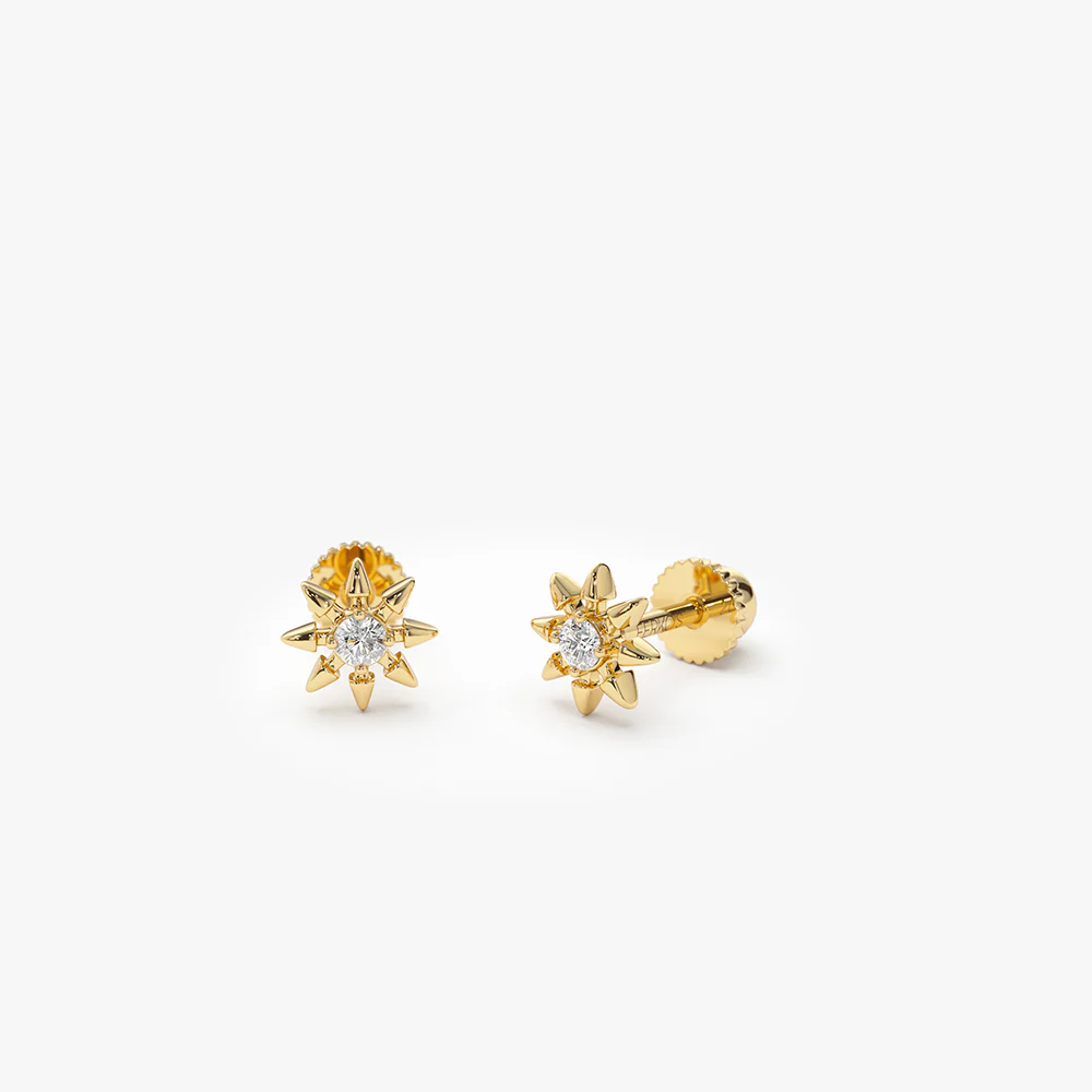 14k Gold Star Diamond Helix Piercing - Image 6