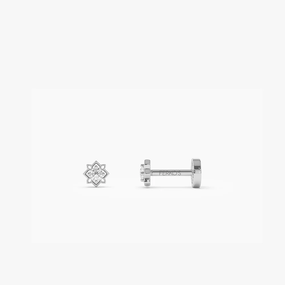 14K Gold Starburst Diamond Flat Back Stud - Image 3