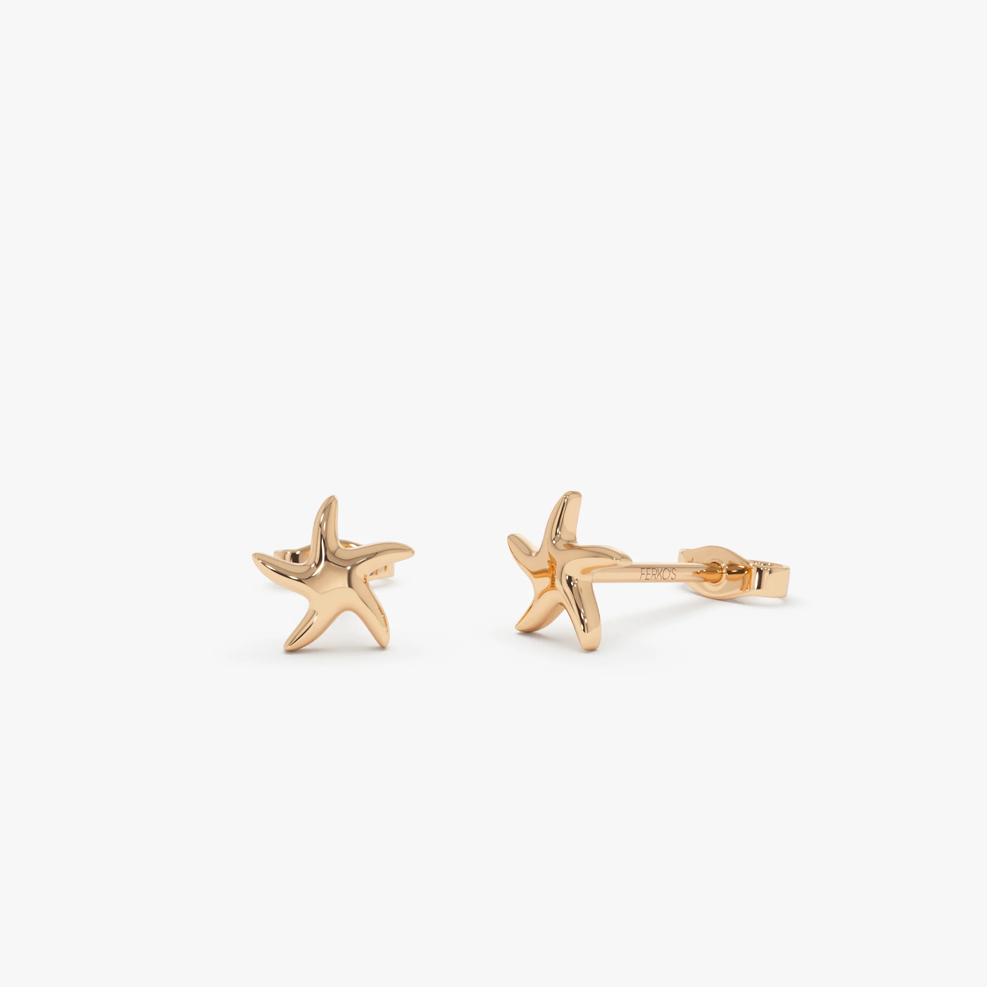 14K Gold Starfish Stud Earrings - Image 5