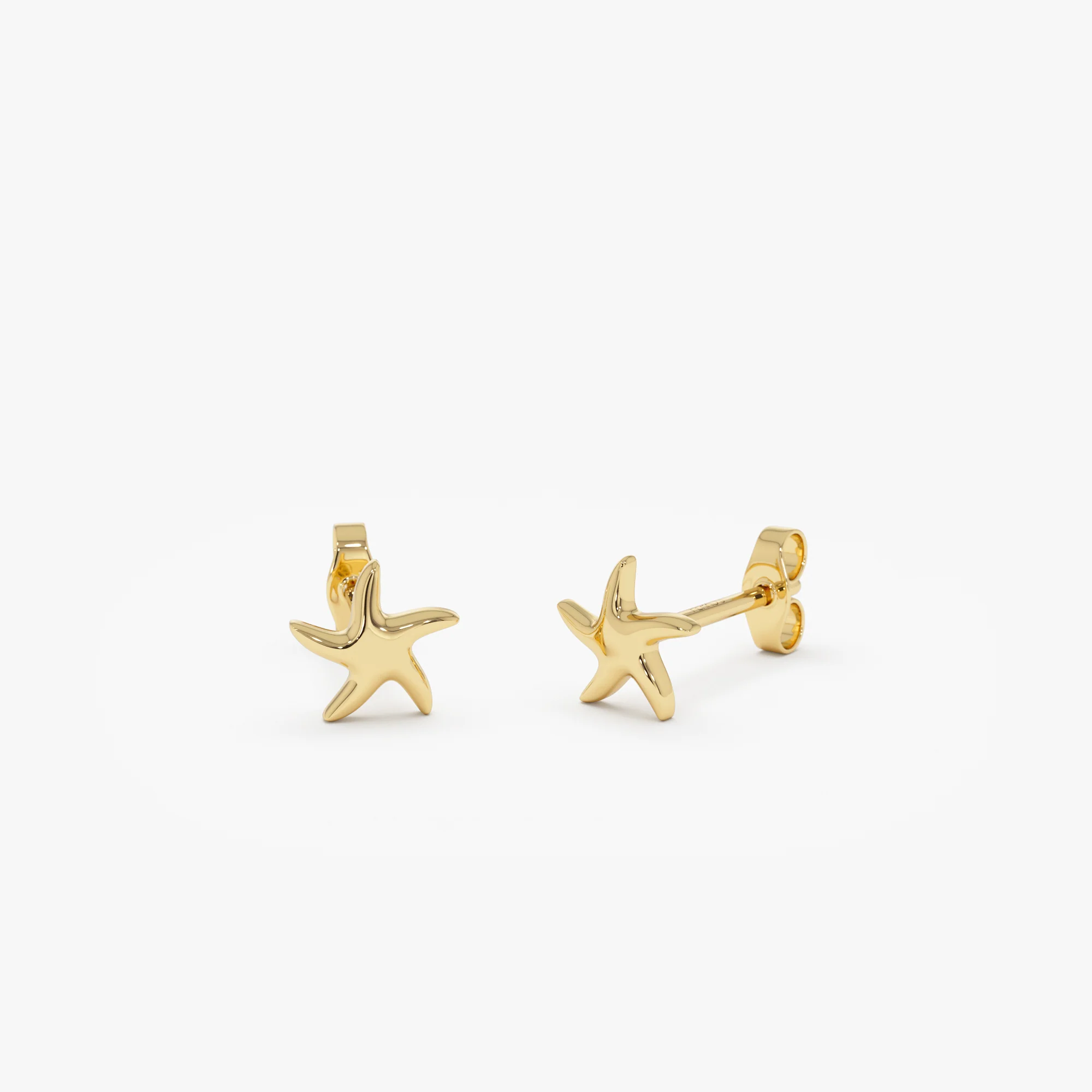 14K Gold Starfish Stud Earrings - Image 7