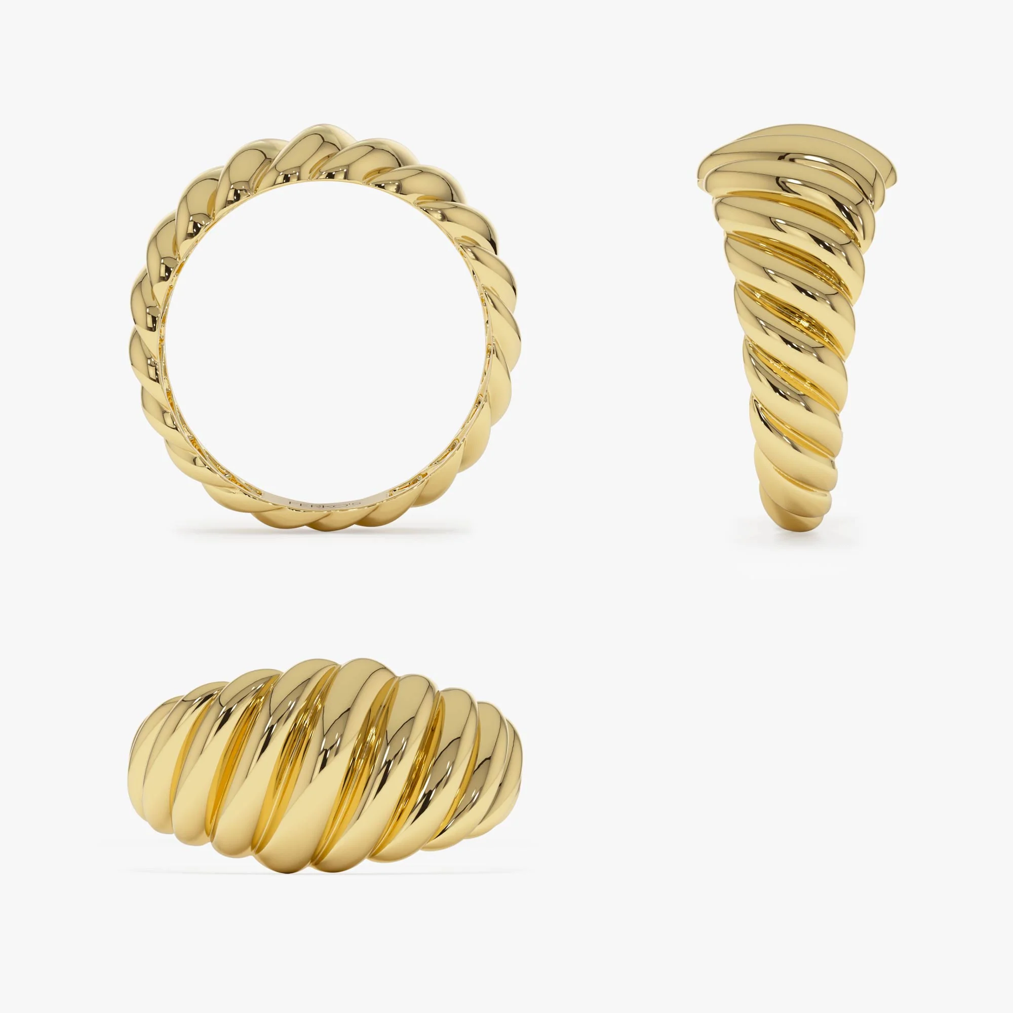 14k Gold Swirl Dome Bold Statement Ring - Image 11