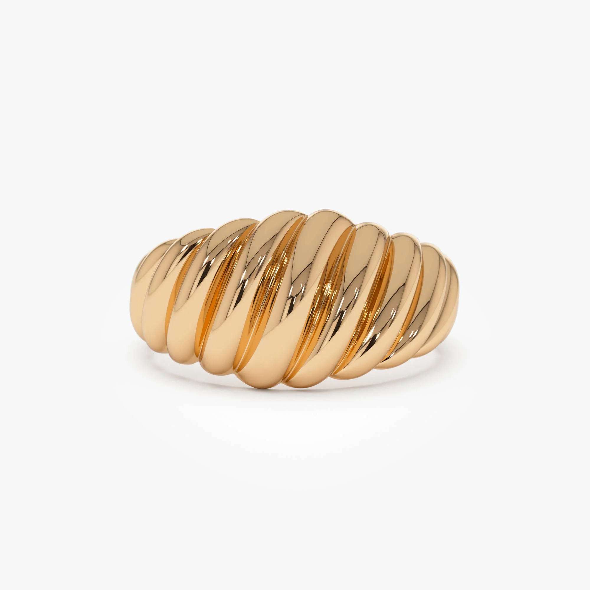 14k Gold Swirl Dome Bold Statement Ring - Image 8