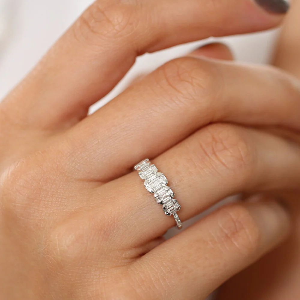 14K Graduating Baguette Diamond Anniversary Ring - Image 2