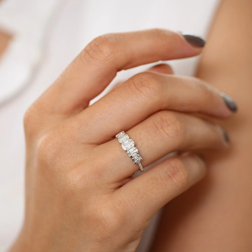 14K Graduating Baguette Diamond Anniversary Ring - Image 3