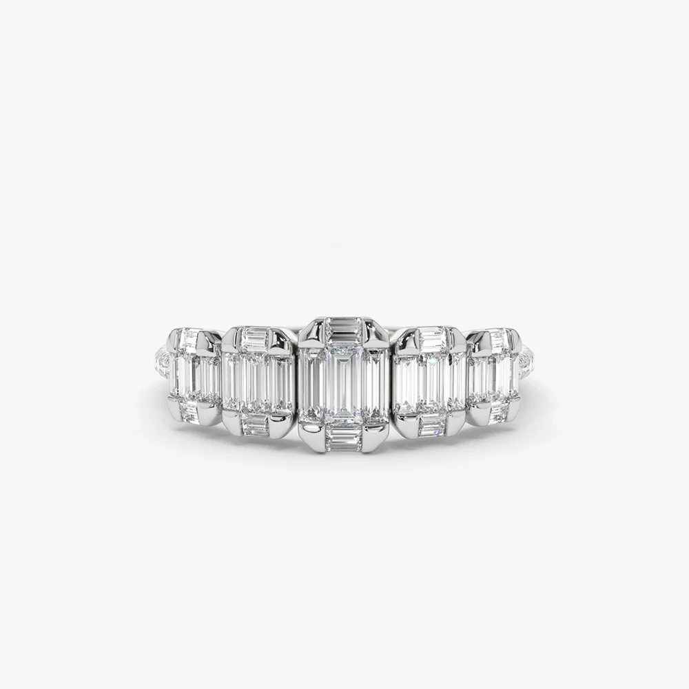 14K Graduating Baguette Diamond Anniversary Ring - Image 7