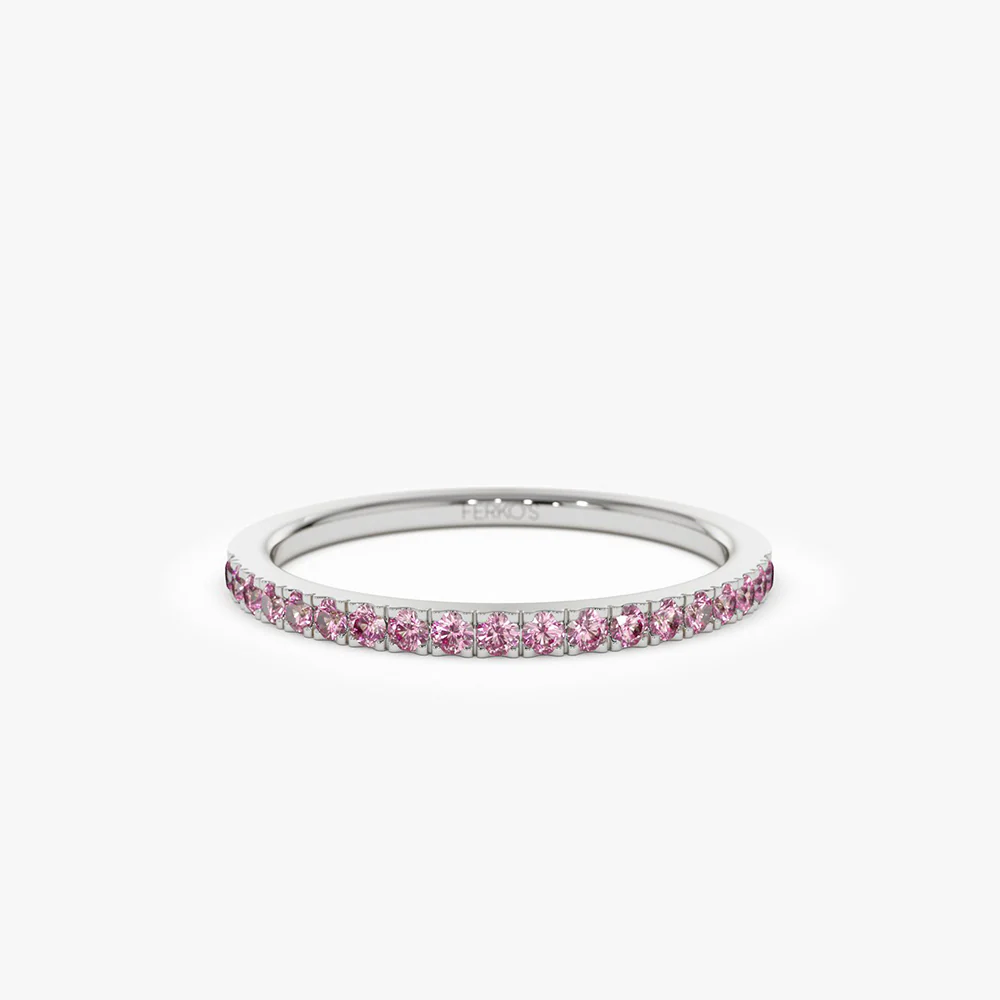 14k Half Eternity Pink Sapphire Ring - Image 6