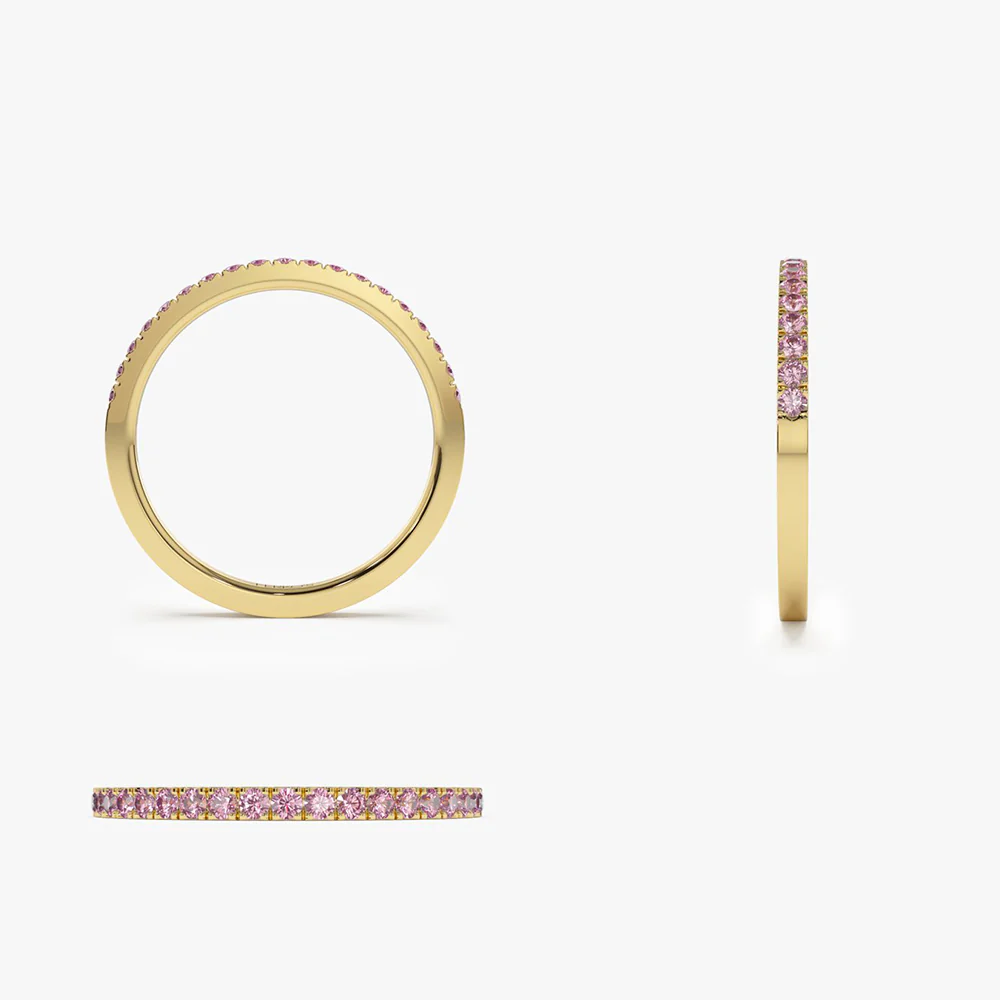 14k Half Eternity Pink Sapphire Ring - Image 8