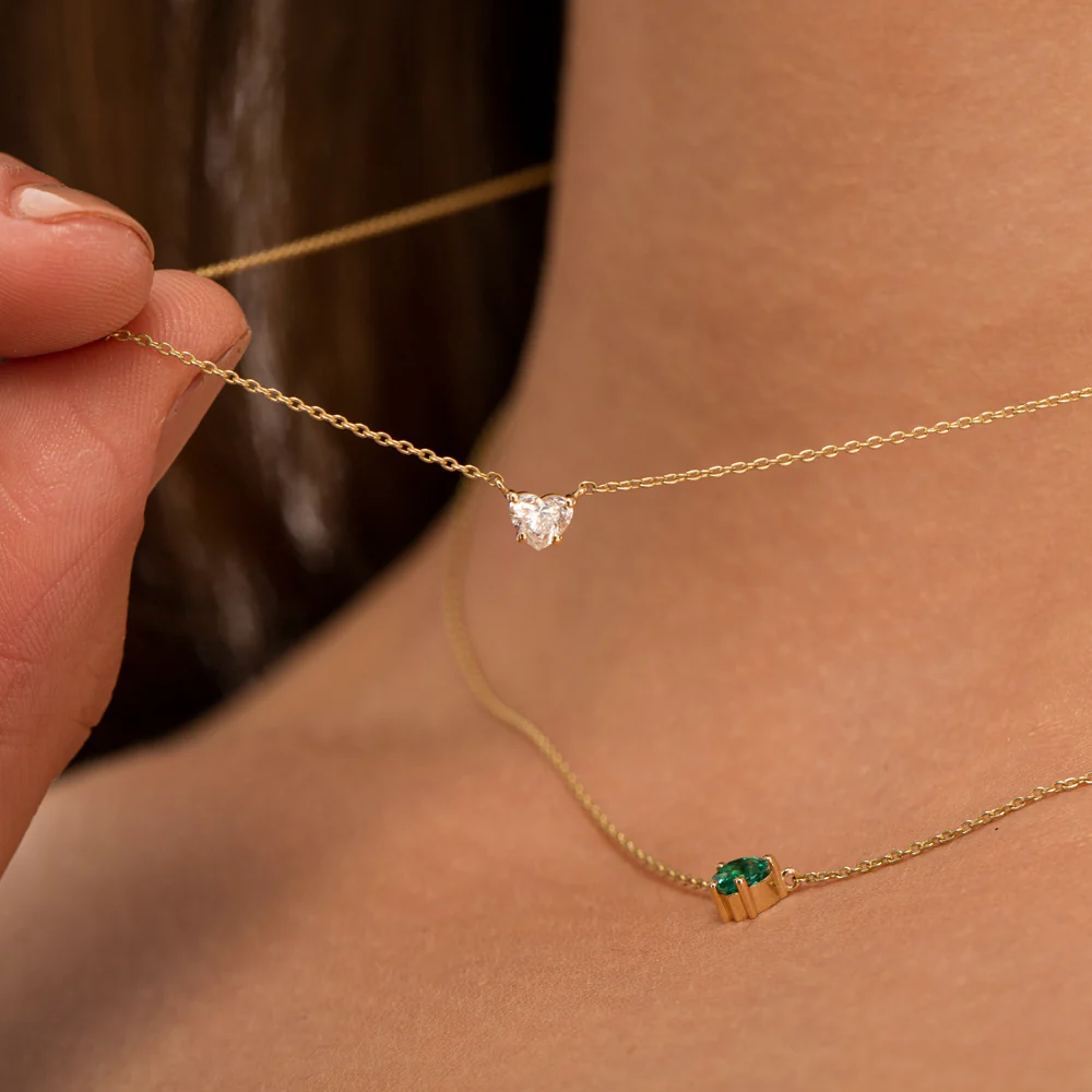 14k Heart-Shape Diamond Necklace - Image 2