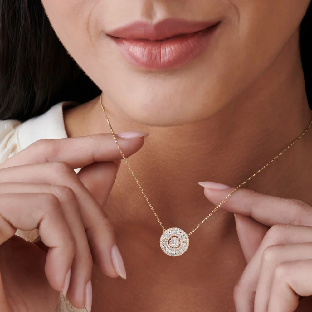 14k Illusion Setting Solitaire Diamond in Halo Setting - Image 3