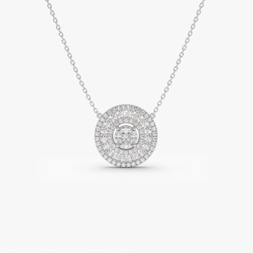 14k Illusion Setting Solitaire Diamond in Halo Setting - Image 8